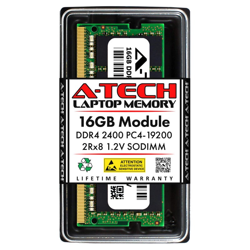 A-Tech 16GB RAM Replacement for Dell SNP821PJC/16G, A9168727, 821PJ, 0821PJ | DDR4 2400MHz PC4-19200 2Rx8 Non-ECC SODIMM Laptop & All-in-One Single Memory Module - Image 1
